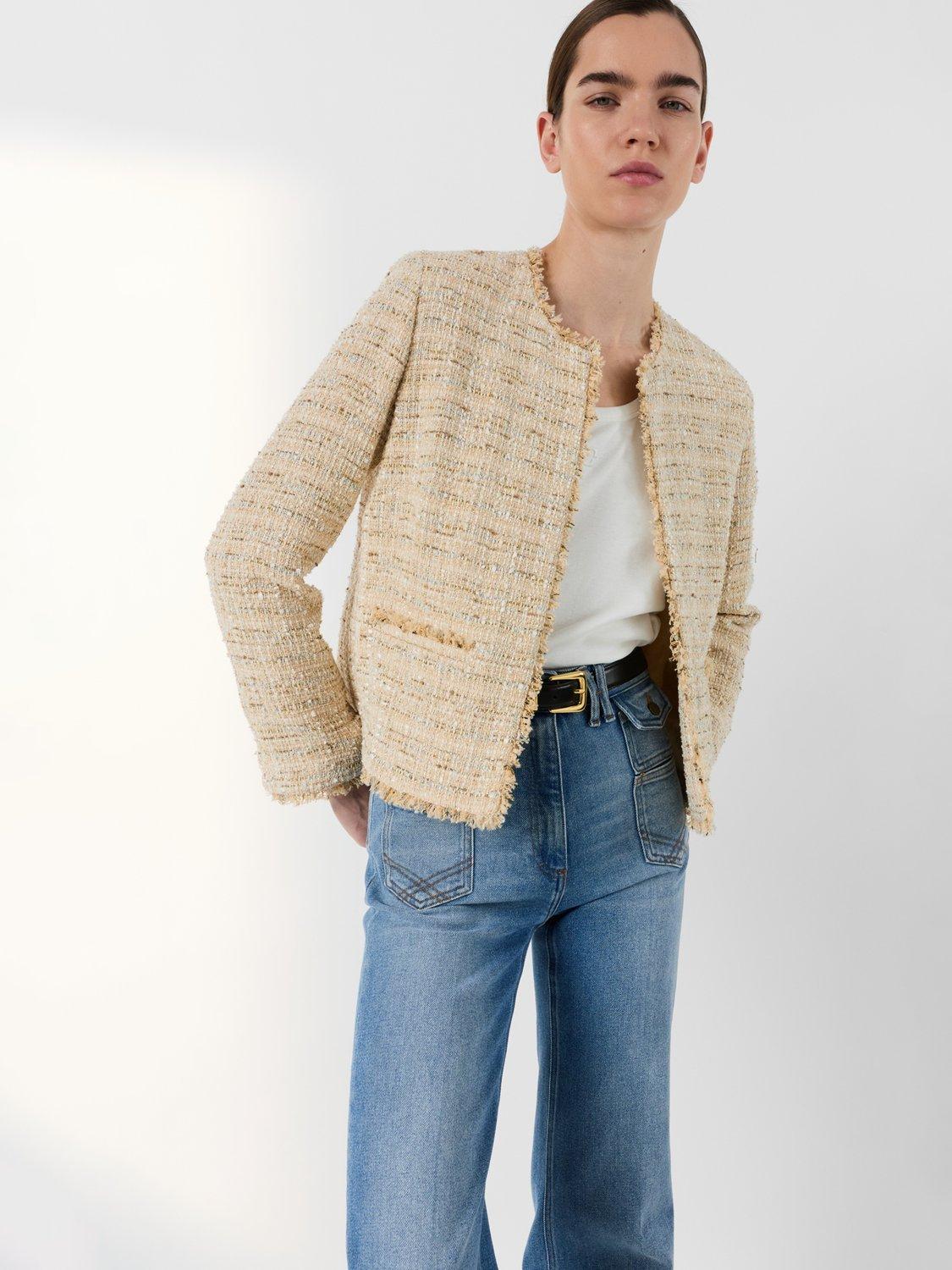 Product image 4 of 5, which shows Gerard Darel Talea Tweed Jacket, Beige, 10