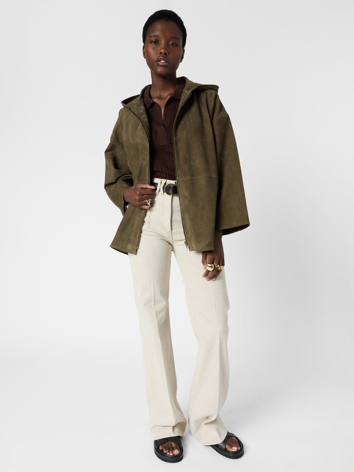 ジャケット・アウター HERMES suede leather ds knit green SUEDE LEATHER JACKET - Green | ZARA United Kingdom