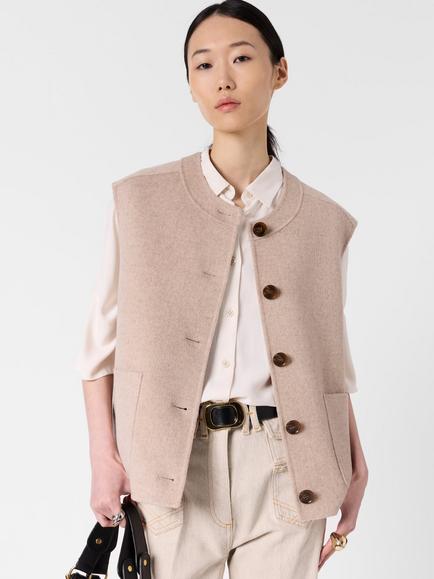 Gerard Darel Talmine Pure Wool Gilet, Sand - view 2, Sand