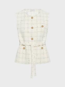 Gerard Darel Tillie Tweed Sleeveless Jacket, Ecru - view 2, Ecru