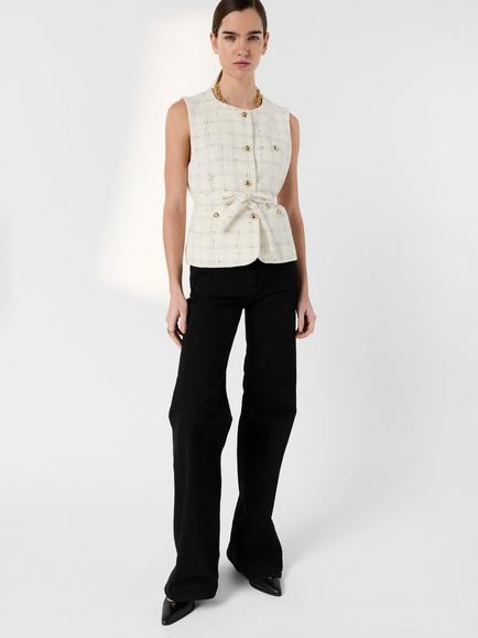 Gerard Darel Tillie Tweed Sleeveless Jacket, Ecru - view 2, Ecru