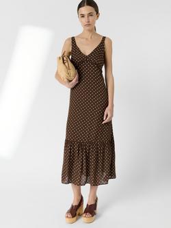 Gerard Darel Racine Polka Dot Midi Dress, Brown, Brown