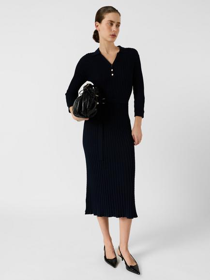Gerard Darel Rihamie Belted Midi Dress, Navy, Navy