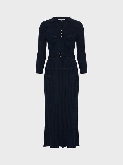 Gerard Darel Rihamie Belted Midi Dress, Navy - view 2, Navy