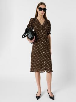 Gerard Darel Rohya Polka Dot Shirt Dress, Brown, Brown