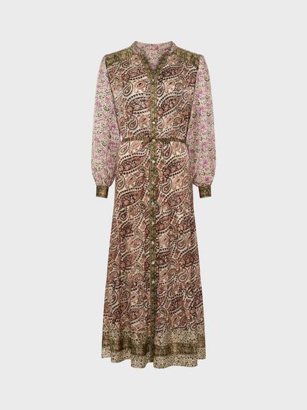 Gerard Darel Roselina Paisley Pure Silk Dress, Multi, Multi