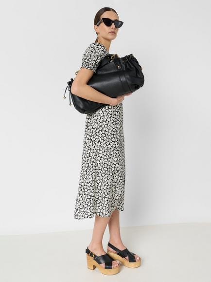 Gerard Darel Rosi Floral Midi Dress, Black, Black
