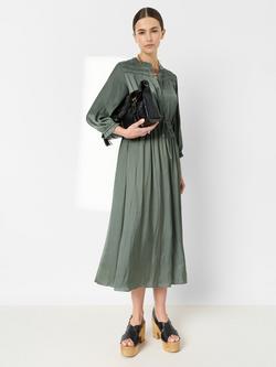 Gerard Darel Rubie Pleated Midi Dress, Khaki Green, Khaki Green