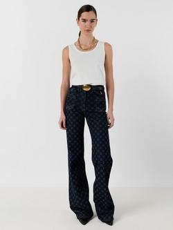 Gerard Darel Anna Logo Flared Jeans, Blue - view 2, Blue