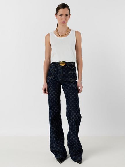 Gerard Darel Anna Logo Flared Jeans, Blue - view 2, Blue