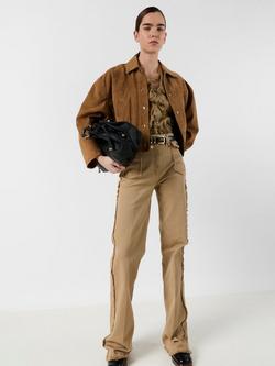 Gerard Darel Anna Textured Detail Straight Jeans, Sand, Sand