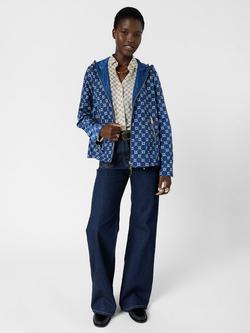 Gerard Darel Juline Monogram Print Jacket, Blue/Multi, Blue/Multi
