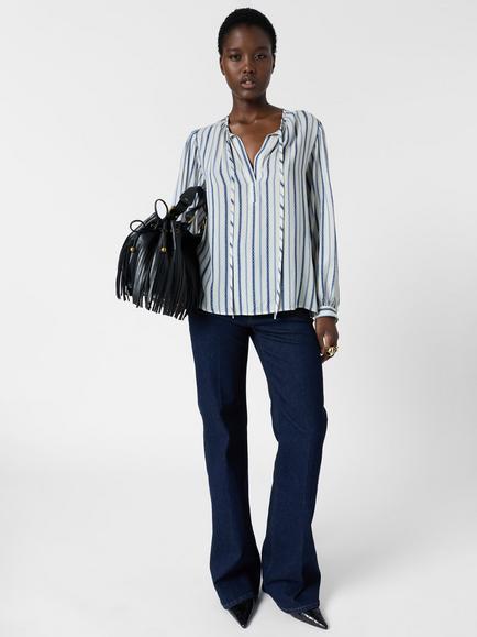 Gerard Darel Cammie Stripe Top, Natural/Blue - view 2, Natural/Blue