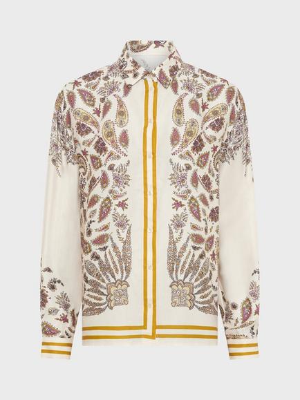Gerard Darel Canna Paisley Print Blouse, Yellow, Yellow