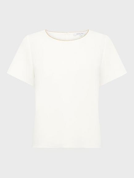 Gerard Darel Ciara Contrast Neck Top, Ecru, Ecru