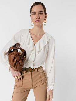 Gerard Darel Cisana Ruffle Top, Ecru, Ecru