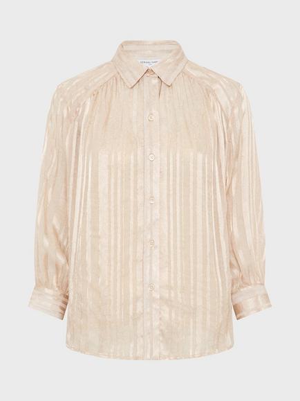 Gerard Darel Crina Metallic Stripe Shirt, Natural, Natural