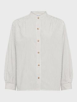 Gerard Darel Cyna Stripe Pure Silk Shirt, Ecru, Ecru