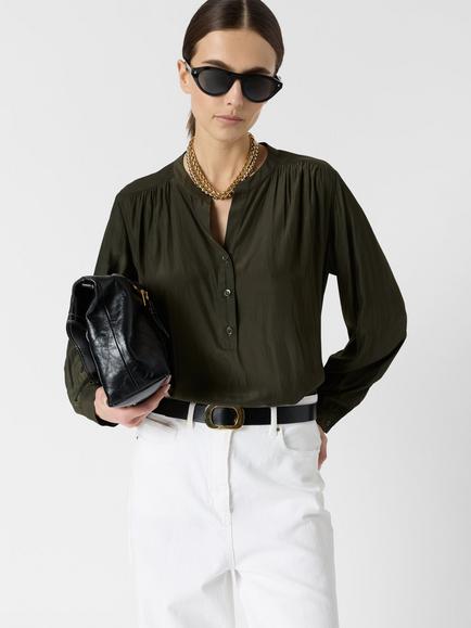 Gerard Darel Cyndie Gathered Shoulder Top - view 2, Green
