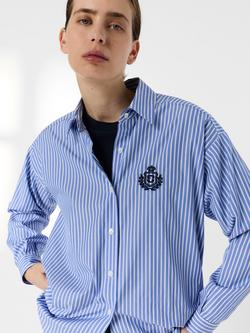 Gerard Darel Cyndra Stripe Logo Shirt, Blue, Blue