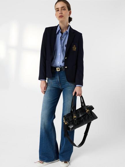 Gerard Darel Cyndra Stripe Logo Shirt, Blue - view 2, Blue
