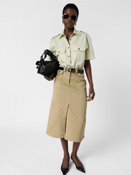 Gerard Darel Emma Midi Skirt, Sand - view 2, Sand