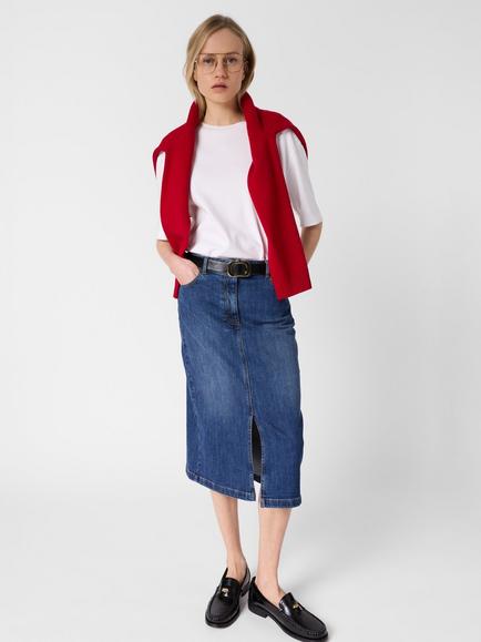 Gerard Darel Janaelle Denim Midi Skirt, Blue, Blue