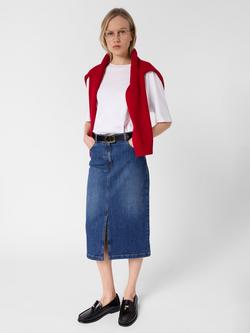 Gerard Darel Janaelle Denim Midi Skirt, Blue - view 2, Blue