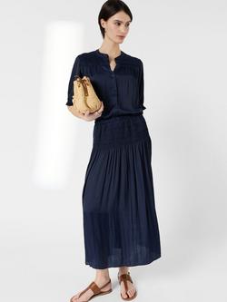 Gerard Darel Jolie Shirred Waist Maxi Skirt, Navy, Navy
