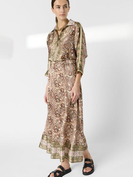 Gerard Darel Jenaya Paisley Pure Silk Midi Skirt, Multicolor - view 2, Multicolor