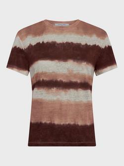 Gerard Darel Mabinty Ombre Stripe Pure Linen T-Shirt, Caramel, Caramel