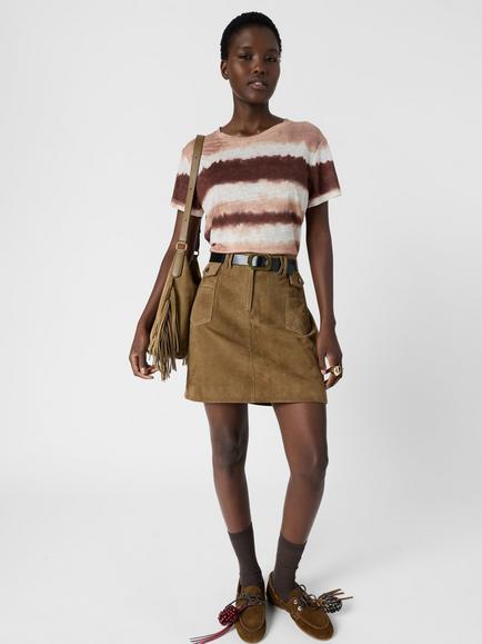 Gerard Darel Mabinty Ombre Stripe Pure Linen T-Shirt, Caramel, Caramel