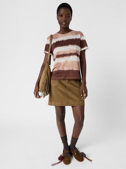 Gerard Darel Mabinty Ombre Stripe Pure Linen T-Shirt, Caramel - view 2, Caramel
