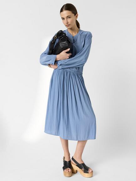 Gerard Darel Juliah Crinkle Midi Skirt, Blue Sky