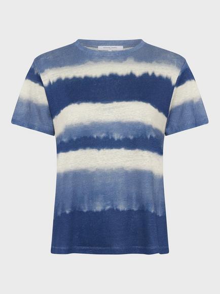 Gerard Darel Mabinty Stripe Pure Linen Top, Indigo, Indigo
