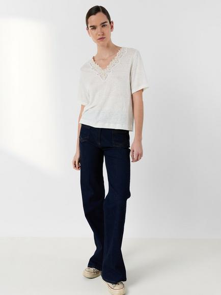 Gerard Darel Maevanelle Pure Linen T-Shirt, Ecru - view 2, Ecru