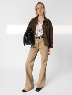 Gerard Darel Makeda Butterfly Print Linen Rich T-Shirt, Khaki Green - view 2, Khaki Green