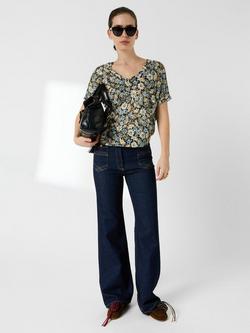 Gerard Darel Malinae Floral T-Shirt, Blue - view 2, Blue