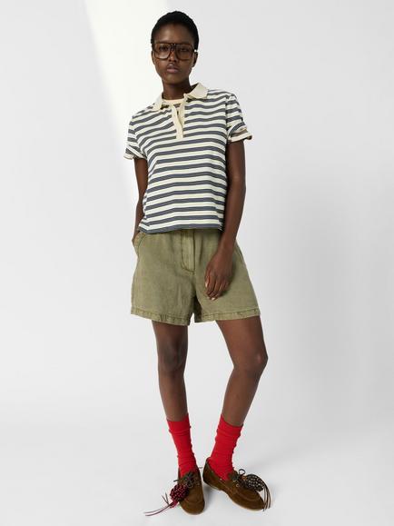Gerard Darel Marcie Stripe Polo Shirt, Navy - view 2, Navy