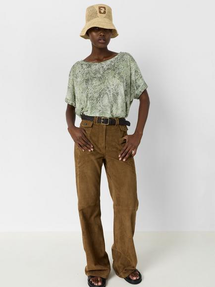 Gerard Darel Mariel Snake Print Top, Khaki Green, Khaki Green