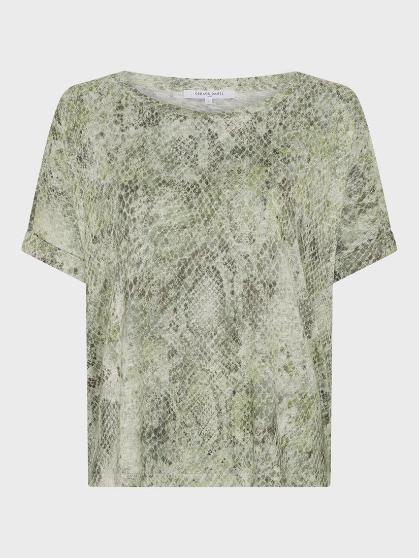 Product image 2 of 2, which shows Gerard Darel Mariel Snake Print Top, Khaki Green, 10
