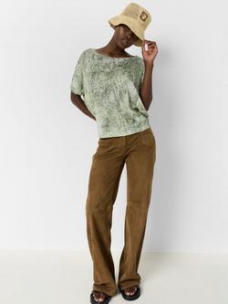 Gerard Darel Mariel Snake Print Top, Khaki Green - view 2, Khaki Green