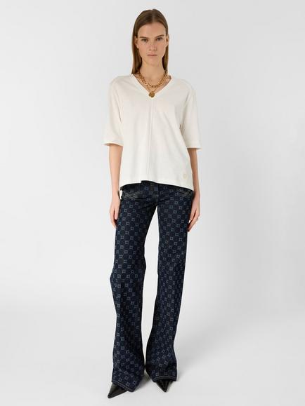 Gerard Darel Marisa V Neck T-Shirt - view 2, White