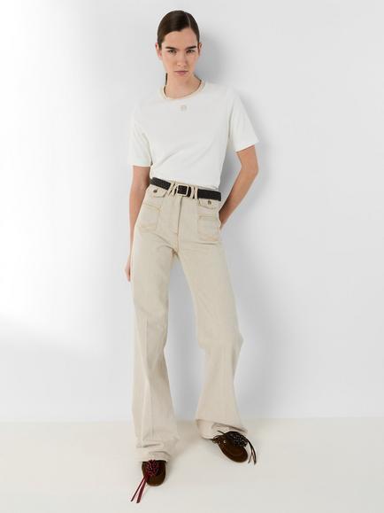 Gerard Darel Mavie Contrast Neckline T-Shirt, Ecru, Ecru