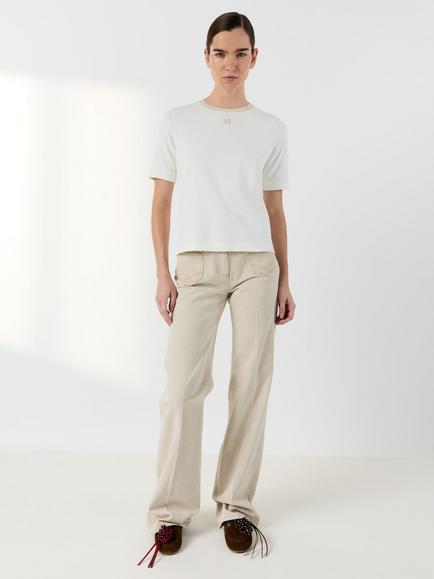 Gerard Darel Mavie Contrast Neckline T-Shirt, Ecru - view 2, Ecru