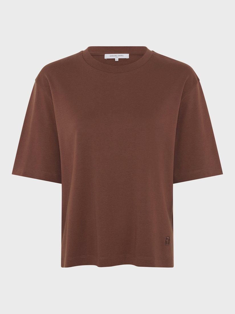 Product image 1 of 2, which shows Gerard Darel Mayae Crew Neck T-Shirt, Brown, 6