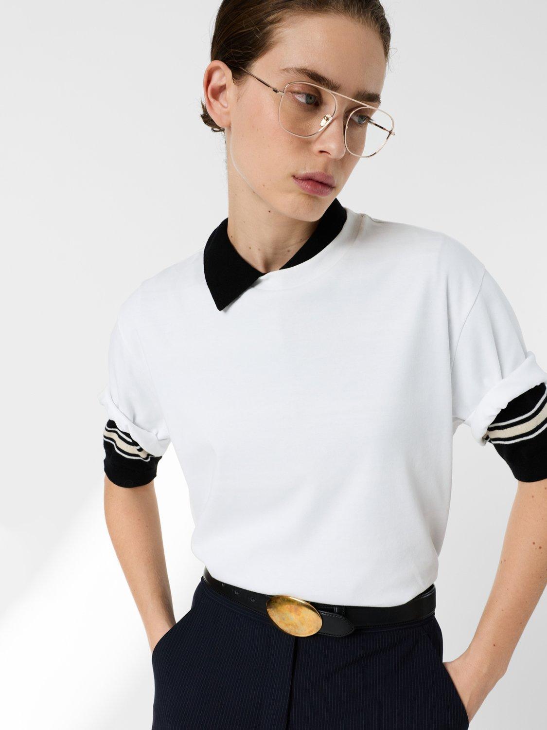 Product image 1 of 7, which shows Gerard Darel Mayae Crew Neck T-Shirt, White, 6