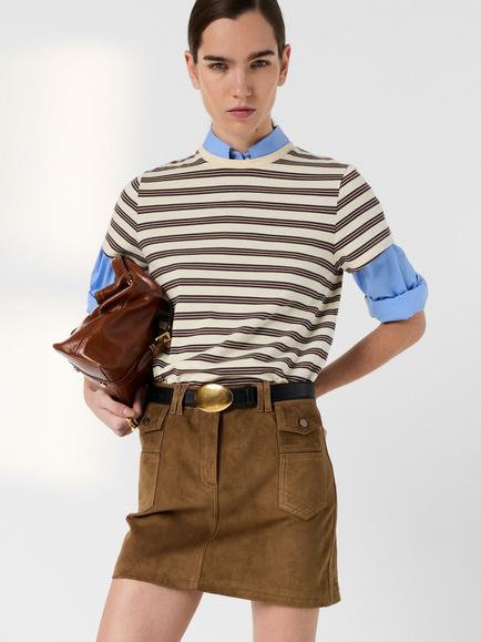 Gerard Darel Maysane Stripe T-Shirt, Brown - view 2, Brown