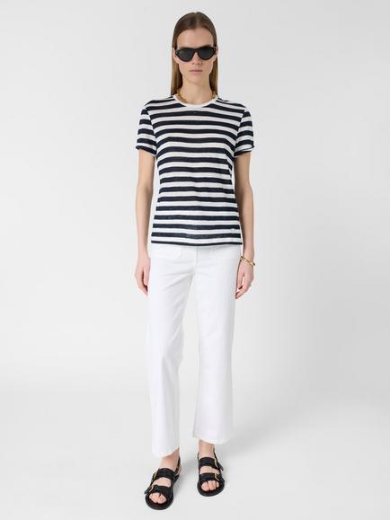 Gerard Darel Mellina Stripe Linen Rich T-Shirt, Navy - view 2, Navy