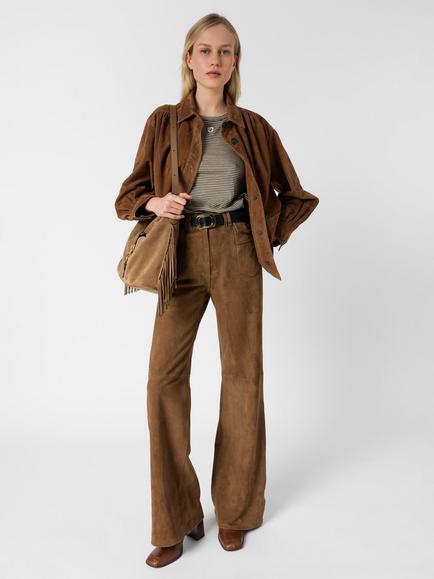 Gerard Darel Melva Stripe Linen Rich T-Shirt, Khaki Green